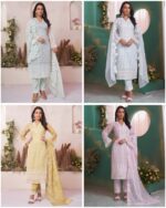 Beautiful Shifli Worked Organza With Cotton Lining Straight Kurti Set For Functions