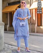 Indian Attire With The Stitched Cotton Readymade Kurti Pant Set For Women