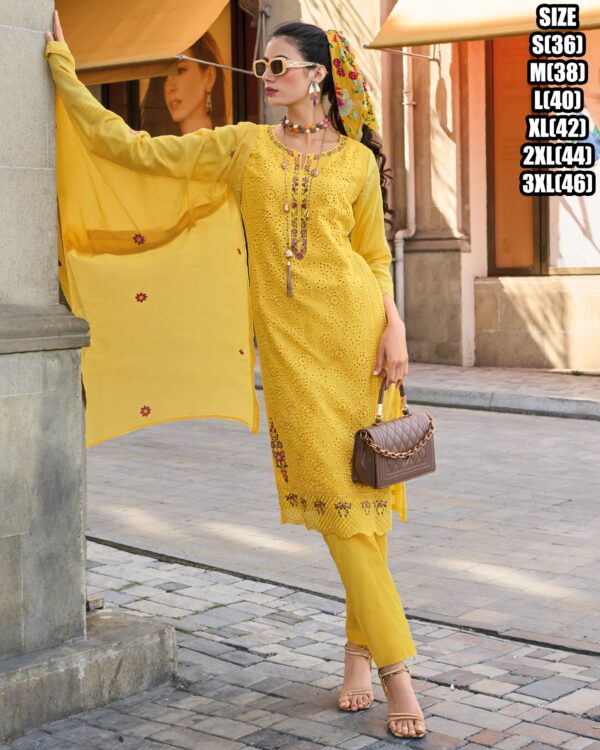Indian Attire With The Stitched Cotton Readymade Kurti Pant Set For Women