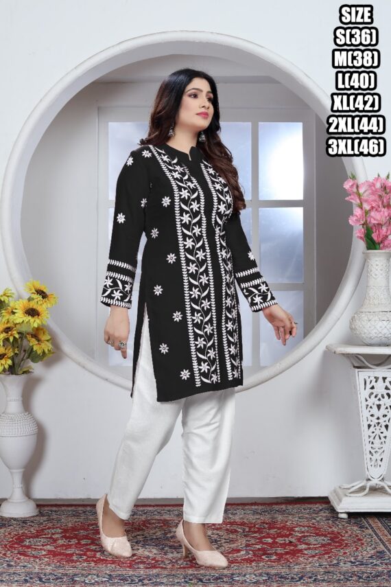 Presenting Casual Wear Rayon Chikankari Embroidery Worked Short Top