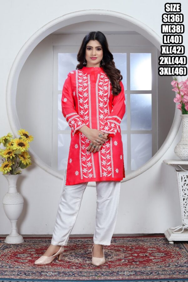 Presenting Casual Wear Rayon Chikankari Embroidery Worked Short Top