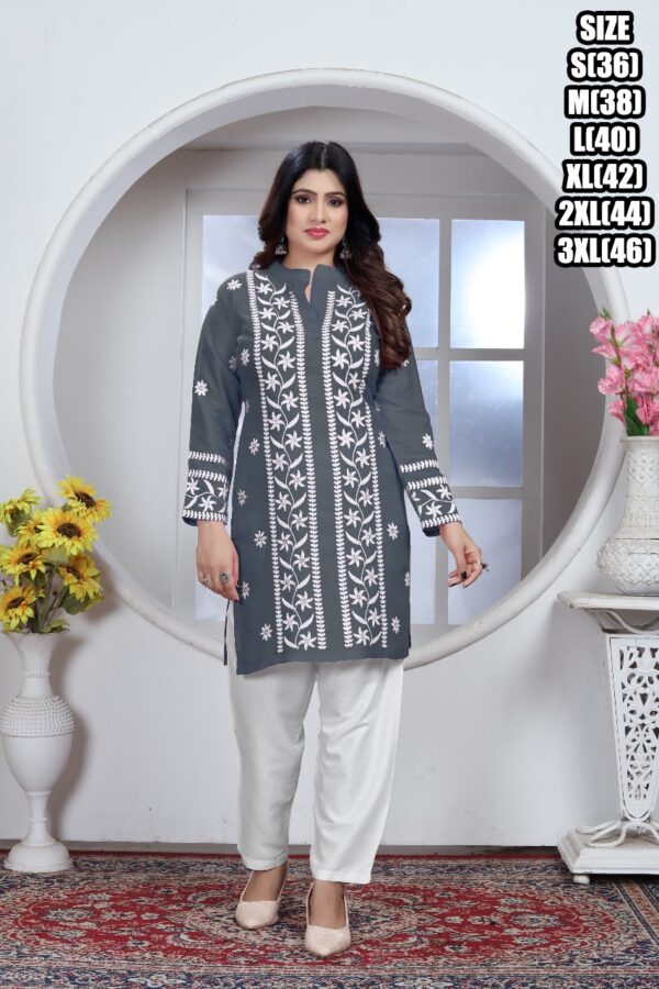 Presenting Casual Wear Rayon Chikankari Embroidery Worked Short Top