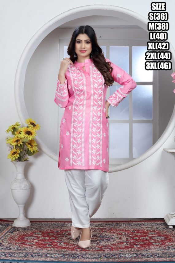 Presenting Casual Wear Rayon Chikankari Embroidery Worked Short Top