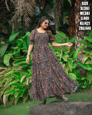 Presenting 3/4 Length Georgette Maxi Dress That Is Suitable For Casual Occasions