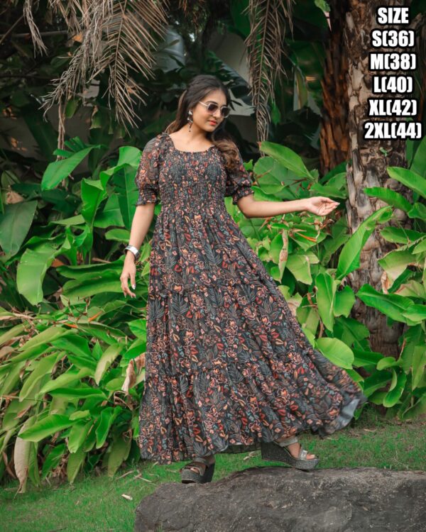Presenting 3/4 Length Georgette Maxi Dress That Is Suitable For Casual Occasions