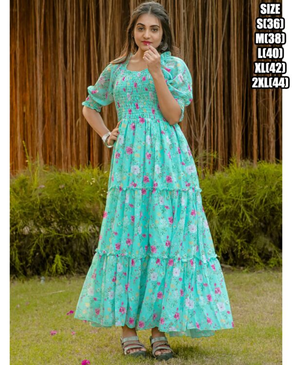 Presenting 3/4 Length Georgette Maxi Dress That Is Suitable For Casual Occasions