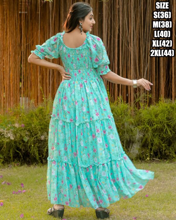 Presenting 3/4 Length Georgette Maxi Dress That Is Suitable For Casual Occasions
