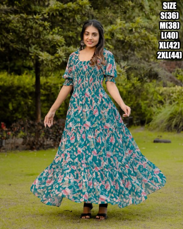 Presenting 3/4 Length Georgette Maxi Dress That Is Suitable For Casual Occasions
