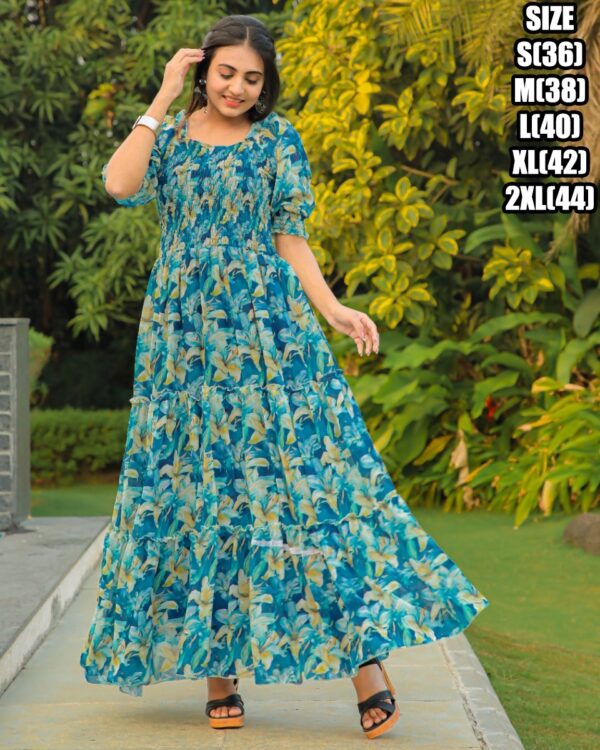 Presenting 3/4 Length Georgette Maxi Dress That Is Suitable For Casual Occasions