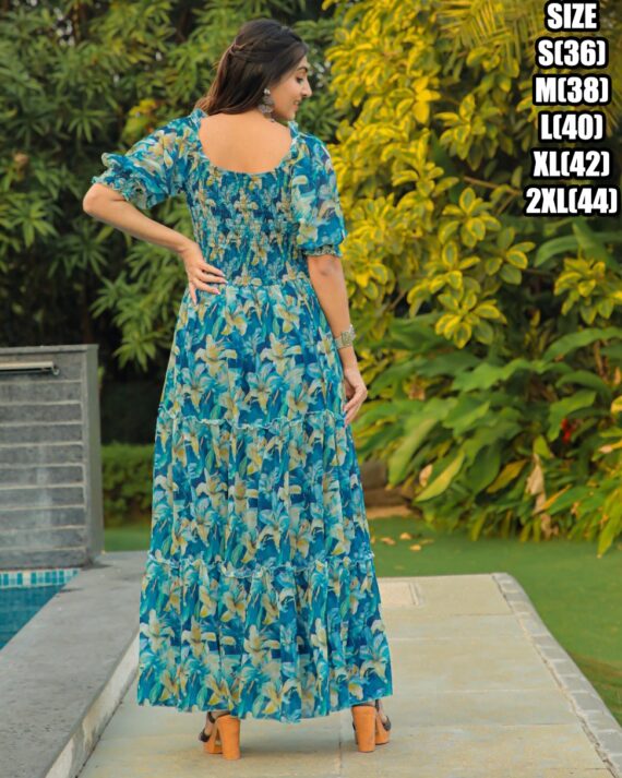Presenting 3/4 Length Georgette Maxi Dress That Is Suitable For Casual Occasions