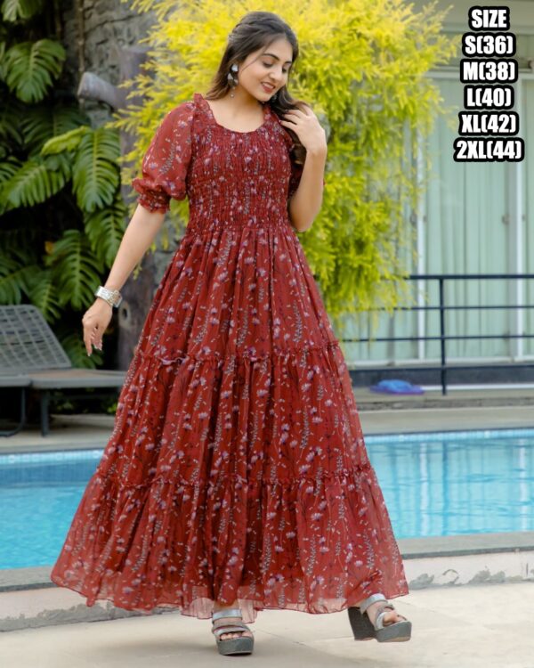 Presenting 3/4 Length Georgette Maxi Dress That Is Suitable For Casual Occasions