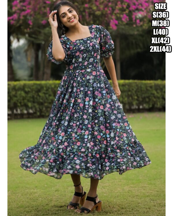 Presenting 3/4 Length Georgette Maxi Dress That Is Suitable For Casual Occasions