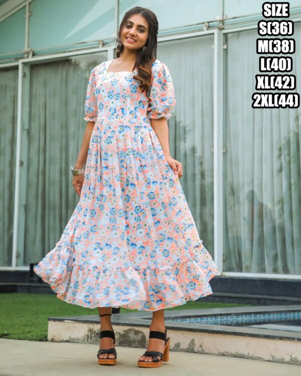 Presenting 3/4 Length Georgette Maxi Dress That Is Suitable For Casual Occasions