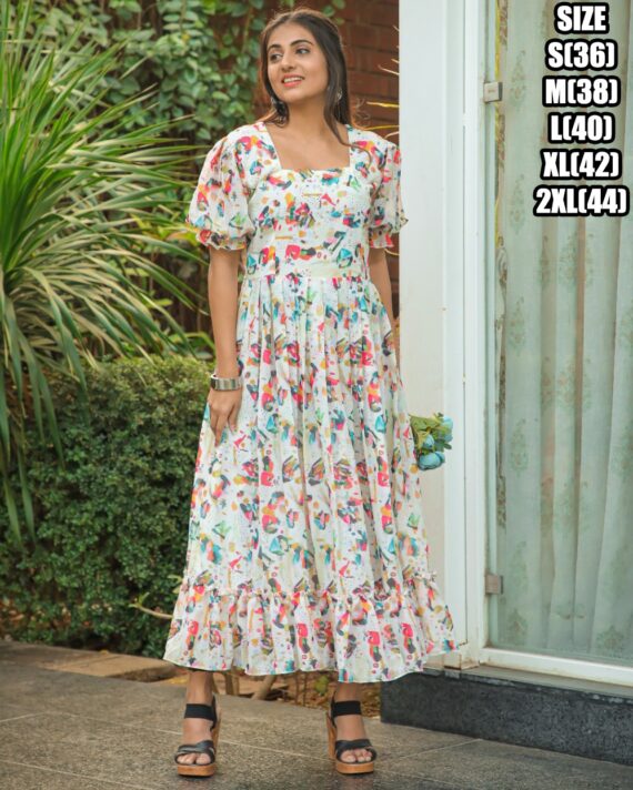 Presenting 3/4 Length Georgette Maxi Dress That Is Suitable For Casual Occasions