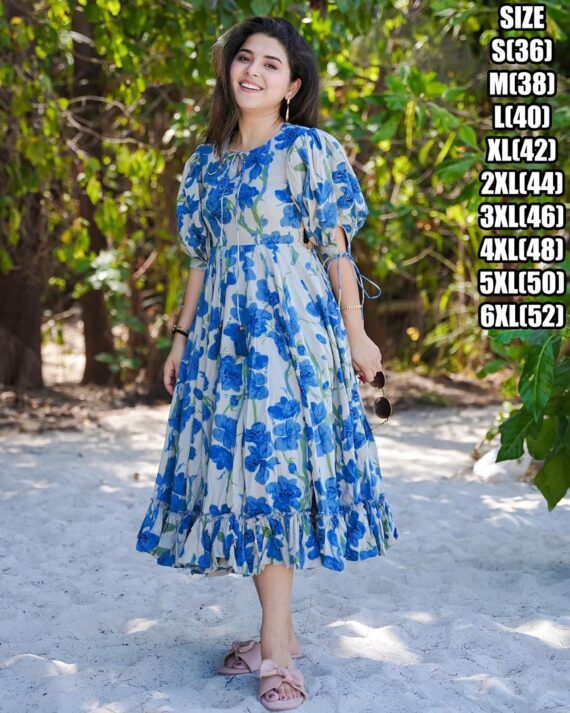 Heavy Rayon Beautiful Printed One Piece Type Stitched Dress For Women