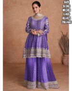 New Sarara Suits With Real Chinon Embroidery Work Are Available In Many Colours