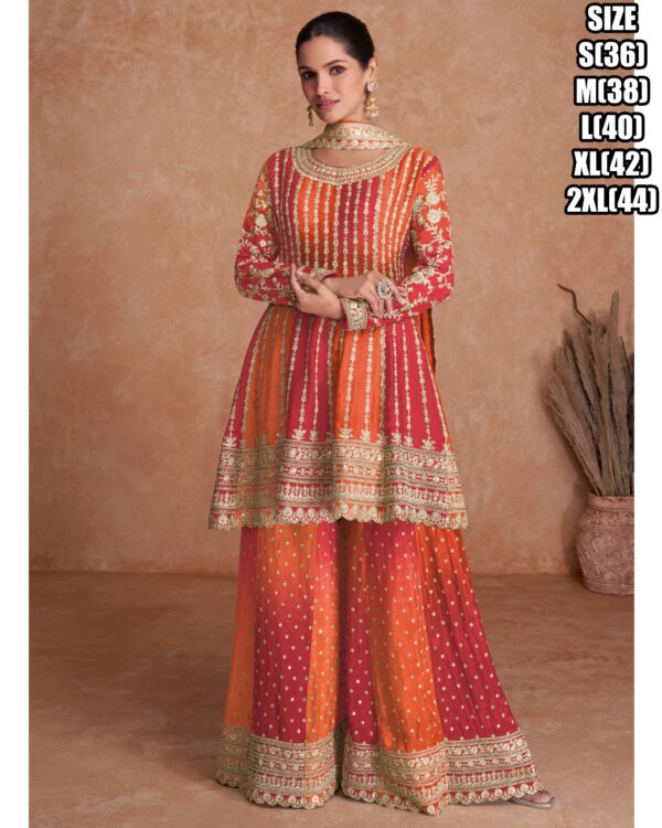 New Sarara Suits With Real Chinon Embroidery Work Are Available In Many Colours