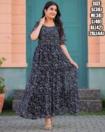 Ruffle Flair And It Is 3/4 Length Many Coloured Maxi Dress That Is Suitable For Casual Wear
