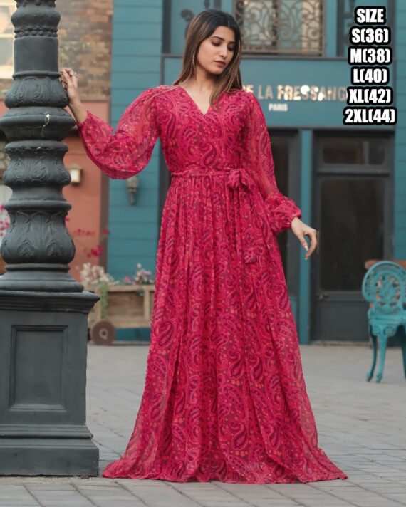 Ruffle Flair And It Is 3/4 Length Many Coloured Maxi Dress That Is Suitable For Casual Wear