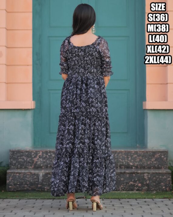 Ruffle Flair And It Is 3/4 Length Many Coloured Maxi Dress That Is Suitable For Casual Wear