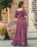 Ruffle Flair And It Is 3/4 Length Many Coloured Maxi Dress That Is Suitable For Casual Wear