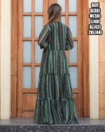 Ruffle Flair And It Is 3/4 Length Many Coloured Maxi Dress That Is Suitable For Casual Wear