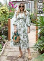 Ruffle Flair And It Is 3/4 Length Many Coloured Maxi Dress That Is Suitable For Casual Wear