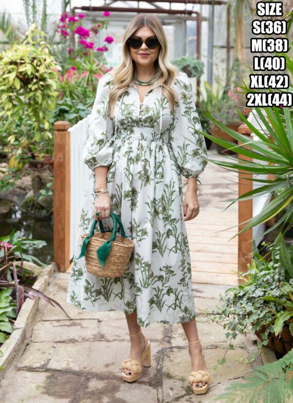 Ruffle Flair And It Is 3/4 Length Many Coloured Maxi Dress That Is Suitable For Casual Wear