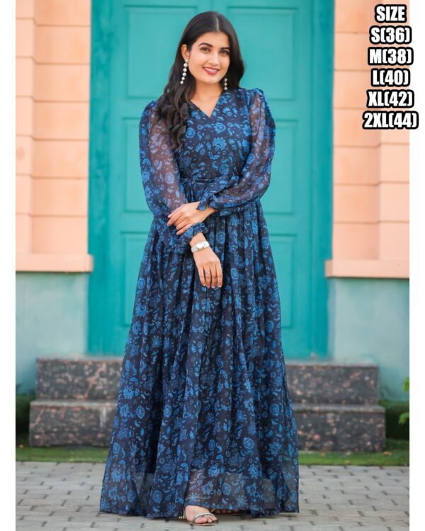 With Patterns And Beautiful Printed Work Elegant Party Wear Maxi Dresses Be The Best For Women