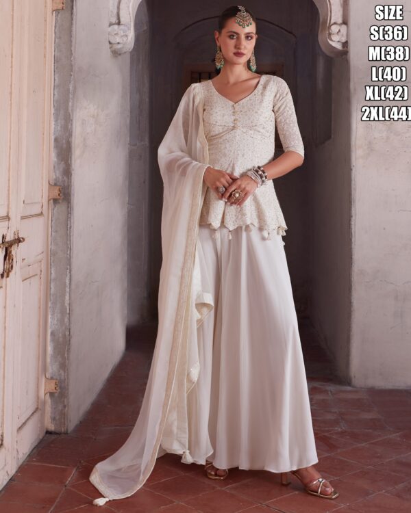 New Ethnic Wear For Women's Beautiful Crafted Embroidered Worked In Georgette Top And Sarara Sets