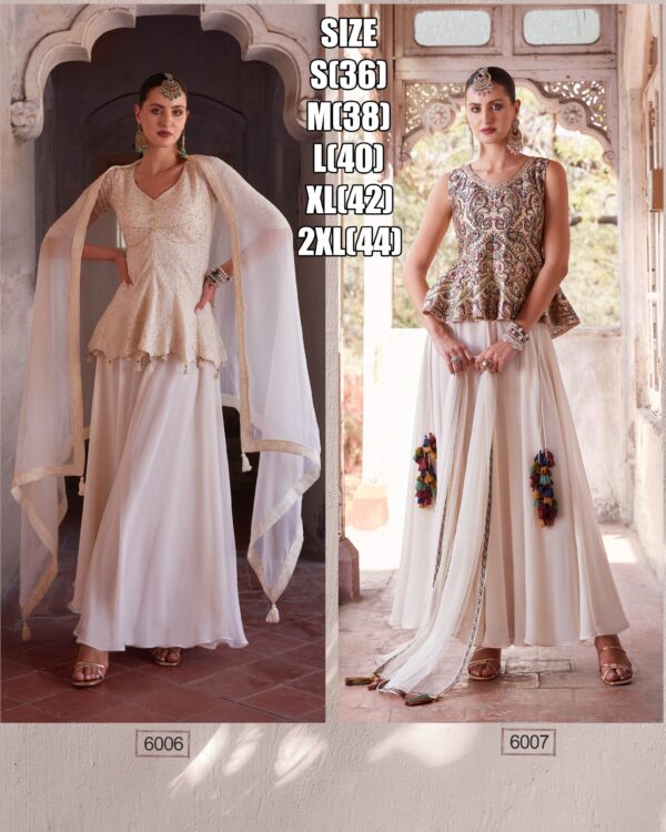 New Ethnic Wear For Women's Beautiful Crafted Embroidered Worked In Georgette Top And Sarara Sets