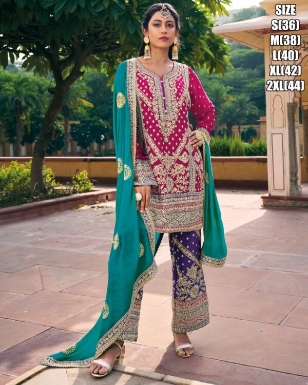 Embroidered Blooming Chinon Heavy Salwar Suits To Wear At Indian Wedding
