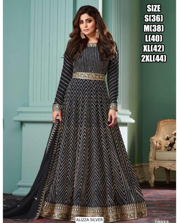Buy The Latest And Designer Evening Dresses Georgette Gown With Dupatta Set