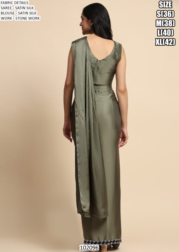 Satin Silk Ready To Wear Saree With Blouse For Parties (One Minute Saree)