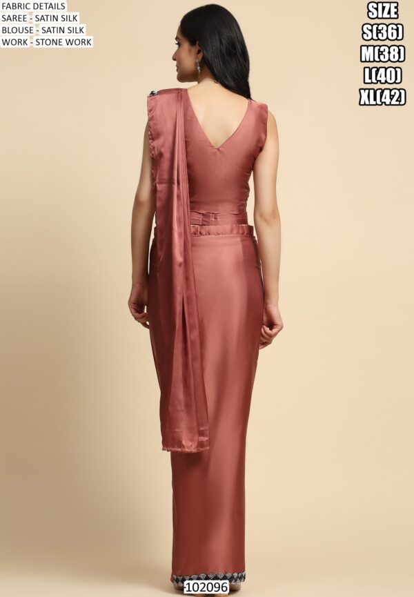 Satin Silk Ready To Wear Saree With Blouse For Parties (One Minute Saree)