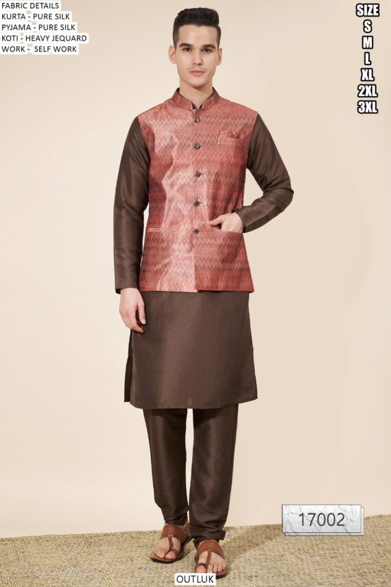 Introducing Our New Arrival Designer Men's Kurta With Pajama And Kotti