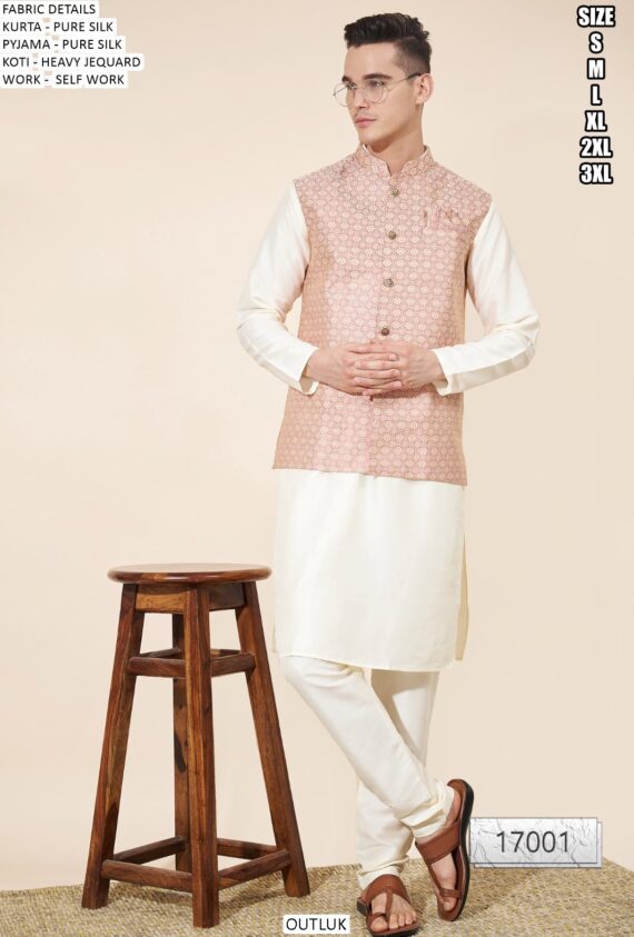 Introducing Our New Arrival Designer Men's Kurta With Pajama And Kotti