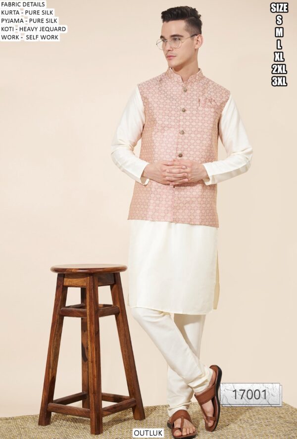 Introducing Our New Arrival Designer Men's Kurta With Pajama And Kotti