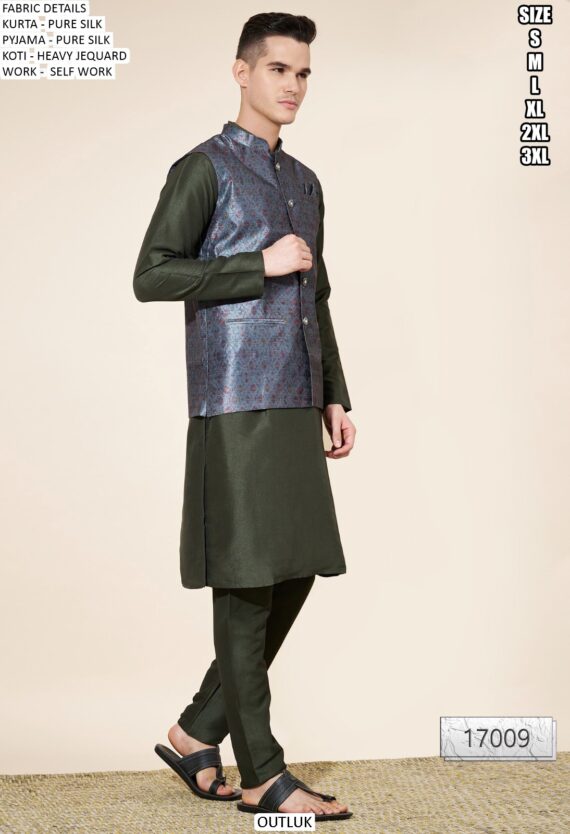 Introducing Our New Arrival Designer Men's Kurta With Pajama And Kotti