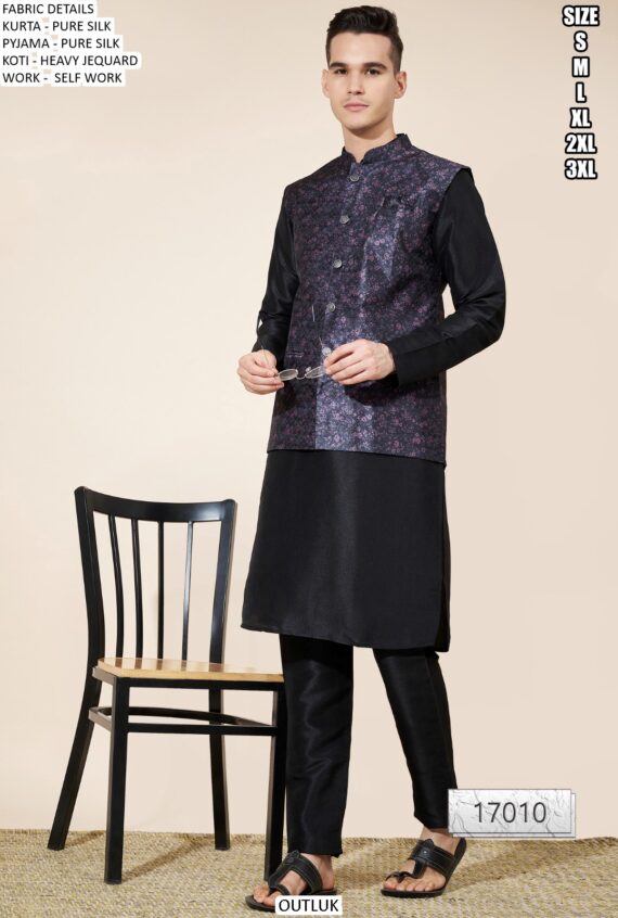 Introducing Our New Arrival Designer Men's Kurta With Pajama And Kotti