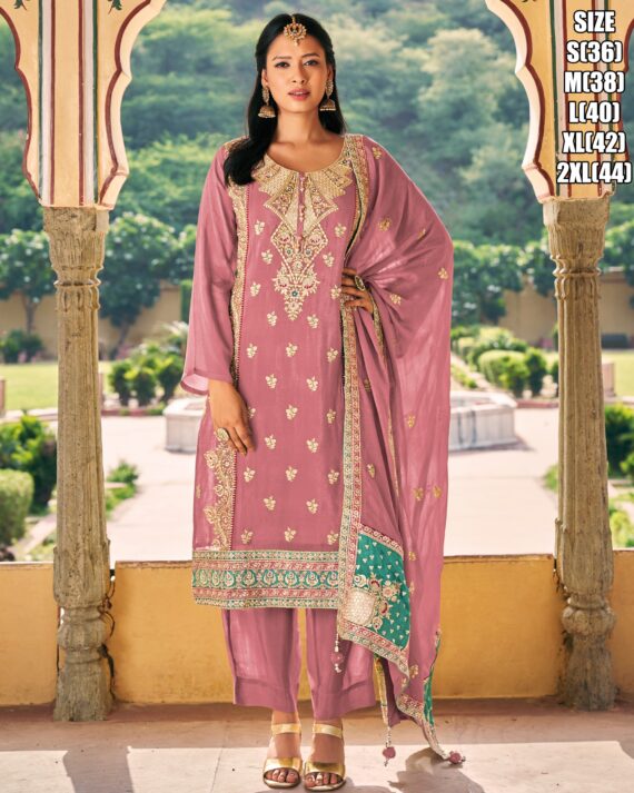 Real Chinon And Roman Silk Heavy Designer Trendy Salwar Suit Collections For Wedding To Wear