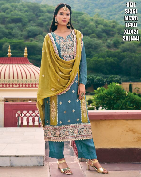 Real Chinon And Roman Silk Heavy Designer Trendy Salwar Suit Collections For Wedding To Wear
