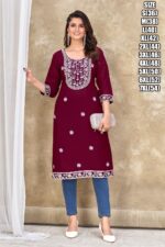 White Cotton Embroidery With Sequence And Zari Worked Rayon Only Kurtis In Various Different Colours