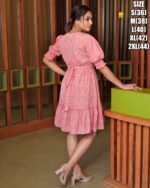 Beach Or Vacation Style Delta Print Puff Sleeves Casual Wear Maxi Dresses