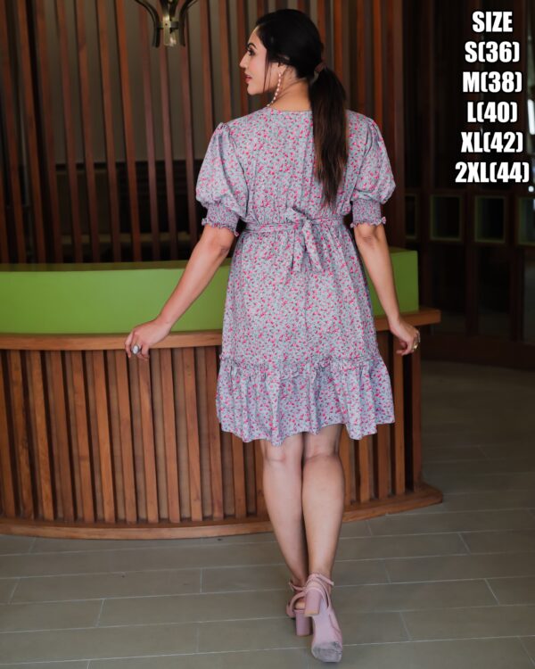 Beach Or Vacation Style Delta Print Puff Sleeves Casual Wear Maxi Dresses