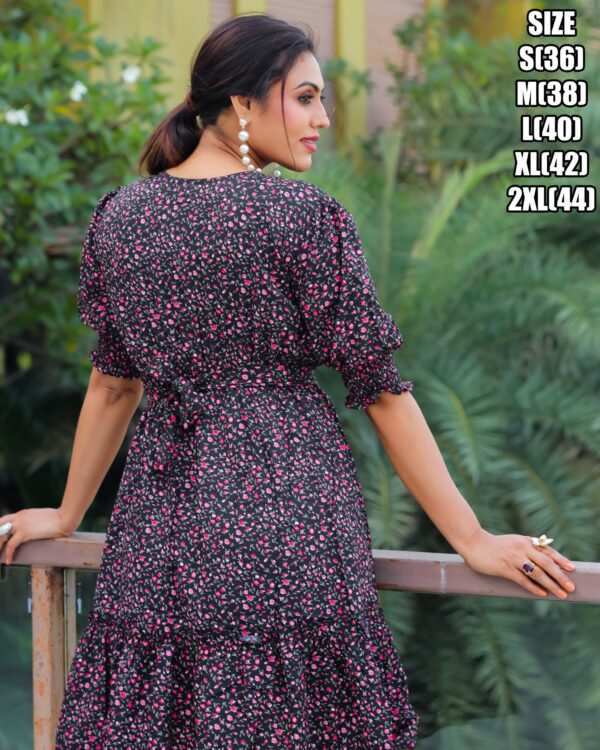 Beach Or Vacation Style Delta Print Puff Sleeves Casual Wear Maxi Dresses