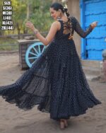 Bandhani Print Work With Kutchi Patchwork Faux Georgette Navratri Gown Collections 2024