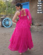 Bandhani Print Work With Kutchi Patchwork Faux Georgette Navratri Gown Collections 2024