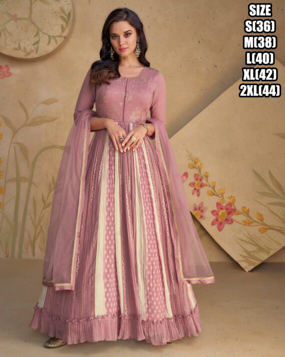 Your Choice And Our Latest Georgette Embroidery Work Gown Featuring The Look Prettiest With a Dupatta