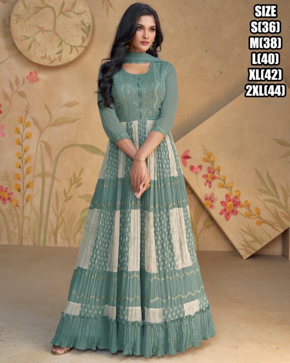 Your Choice And Our Latest Georgette Embroidery Work Gown Featuring The Look Prettiest With a Dupatta